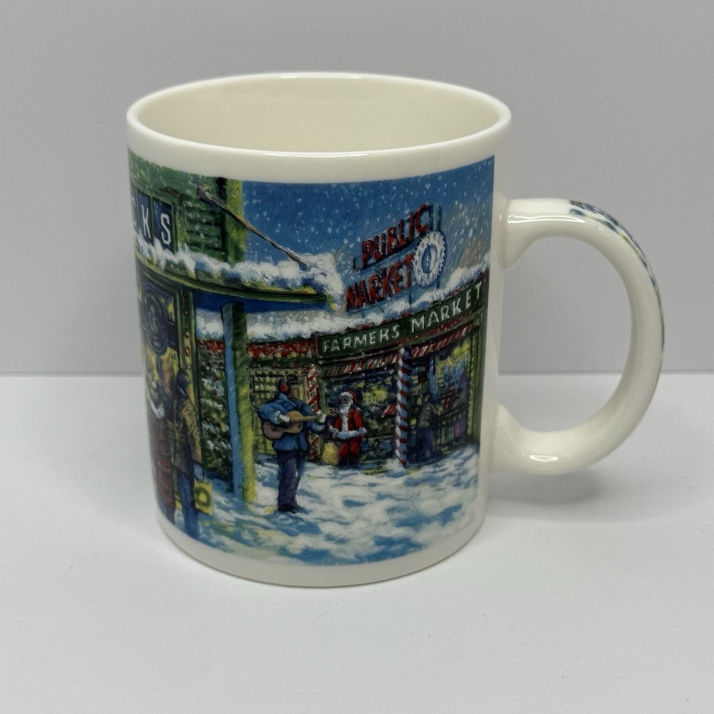 VTG Starbucks Seattle Pike Place Farmers Market Christmas Holiday Mug 16 Oz‎